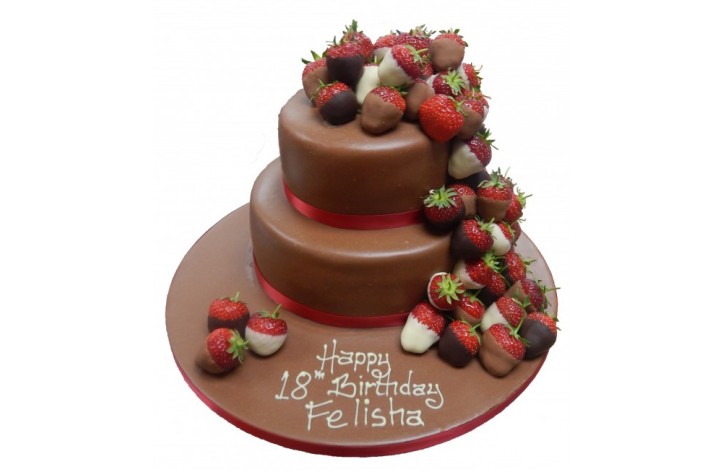 Chocolate Dipped Strawberry Tiered Cake
